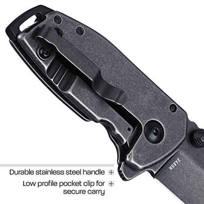 CRKT Squid Compact Everyday Carry Assisted Folding Knife with Frame Lock: Stainless Steel Plain Edge Blade, Stainless Steel Handle, Pocket Clip, 2485K