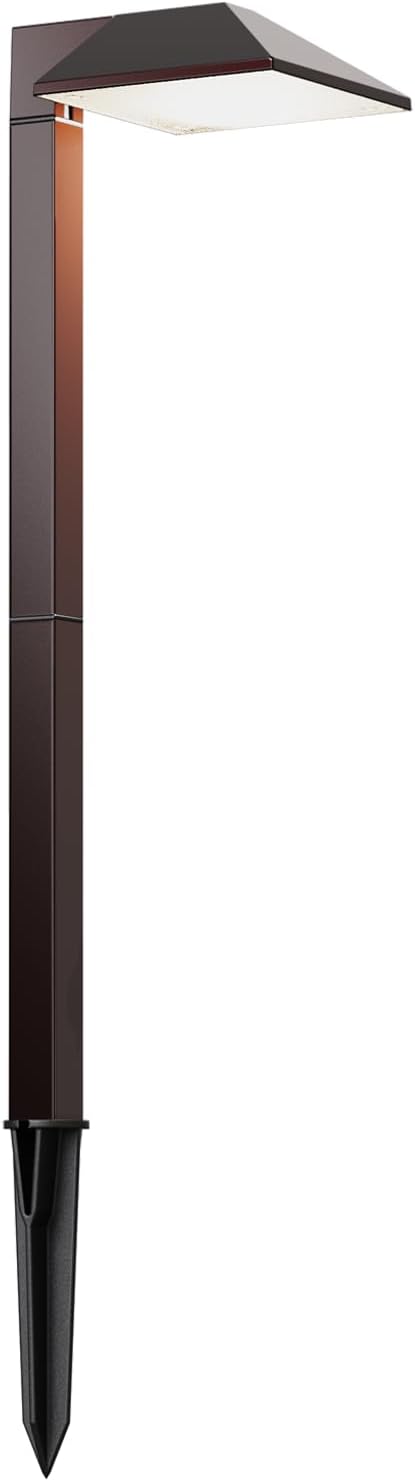 Equinox Outdoor Low Voltage Landscape Lighting 0.6W LED 3100K Warm White Metal 12V Pathway Lights Charcoal Brown Kits with Connector and Stake (1Pack)