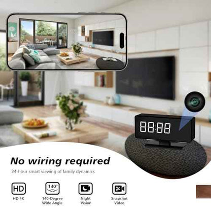 Hidden Clock Camera - Full HD 4k Wireless Camera - WiFi Nanny Cam for Home Indoor Security - WiFi & Bluetooth Connection Full Color Night Vision Motion Detection with App Live Feed