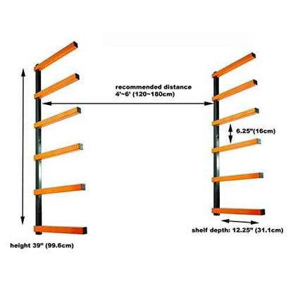 KF1006 Lumber Storage Rack 6-Level System 110 lbs (50kg) per Level with Durable Sheet Metal Screws, Wood Rack