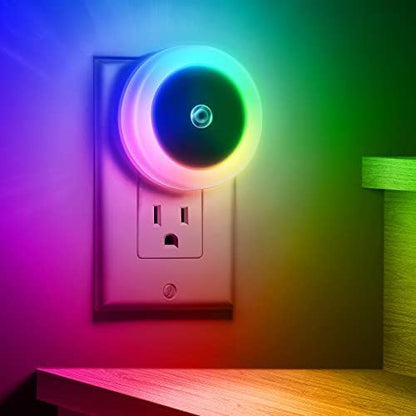 Night Light for Kids, Dynamic RGB Night Lights Color Changing, Nightlight with Light Sensors, Kids Night Lights for Bedroom, Plug in Nightlight for Boys, Girl Night Light, 2 Pack