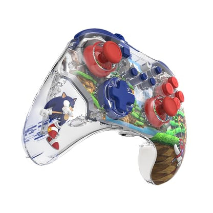 PDP REALMz Nintendo Switch Pro Controller, Customizable LED Lighting, 3.5mm Headphone Jack, Officially Licensed by Nintendo and SEGA: Sonic Superstars (Sonic Green Hill Zone)