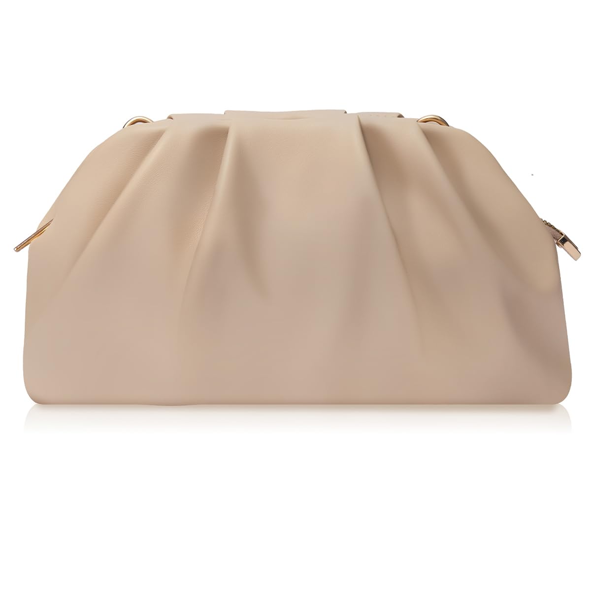 lovyoCoCo Clutch Purse for Women Soft Pleated PU Wedding Clutch, Elegant Evening Bag for Galas, Proms,Cocktail Parties (Nude)