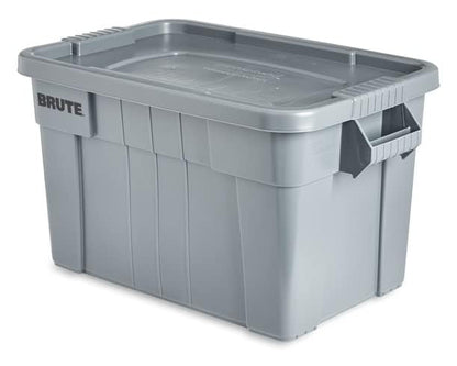 Rubbermaid Commercial Products BRUTE Tote Storage Bin with Lid, 20-Gallon, Gray, Rugged/Reusable Boxes for Garage/Moving/Camping/Basement Storage/Kitchen/Warehouse/Outdoor, Pack of 1