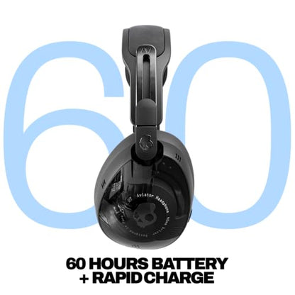 Skullcandy Aviator 900 ANC Wireless Over-Ear Bluetooth Headphones, THX Spatial Audio with Head Tracking, Adaptive Noise Cancelling, Up to 60 Hours Battery, Microphone for iPhone Android - True Black