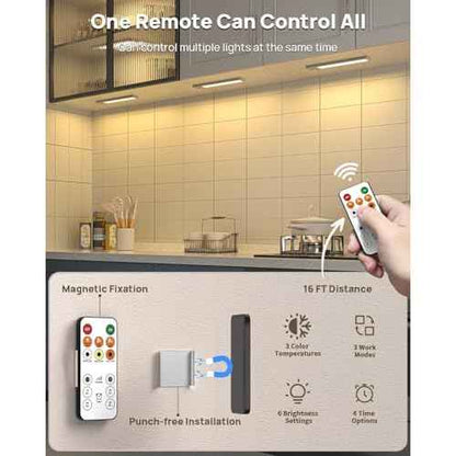 Under Cabinet Lights Wireless,Motion Sensor Light Indoor Closet Lights with Remote Control,3 Color Temps,LED Rechargeable Battery Operated,Under Counter Lights for Kitchen,Wardrobe,Stairs,5 Pack