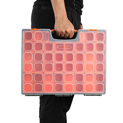 AIRTOON 2PCS Multi-Purpose Toolbox, Professional Organizer with 22 Bin Compartments, Box Organizer for Hardware, Screws, Bolts, Nuts, Nails, Tools, Arts