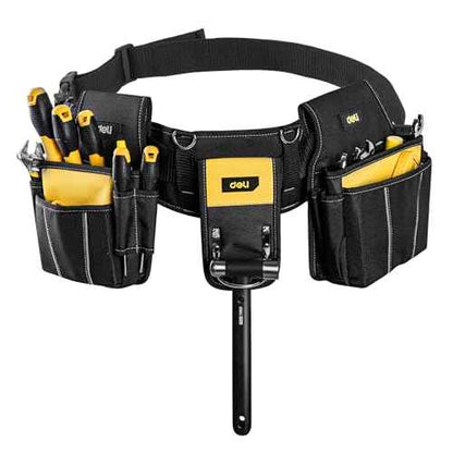 DELI Tool Belt,22 Pockets Tool Belts for Men, Utility Belt Heavy Duty Carpenter, Construction, DIY'er, Electrician, Double Layer Thickened Polyester Pouch with Waterproof Coating