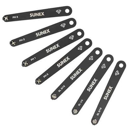 Sunex Tools SXLPSD7 Low Profile Diamond Coated Phillips¢ç & Slotted Screwdriver Set in EVA Foam, 7-Piece