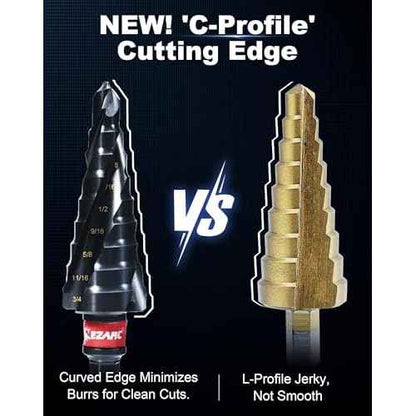 EZARC Step Drill Bit for Metal, M35 Cobalt Unibit Step Drill Bit Set 1/8"-7/8"(3pcs) Wear-Resistant AlTiN Coated, 1/4" Hex Shank for Metal, Stainless Steel, Aluminum, Plastic