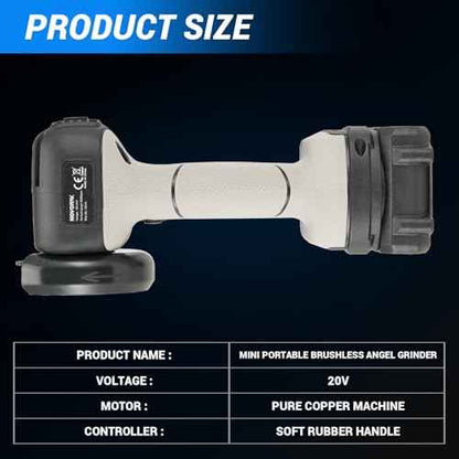 Brushless Angle Grinder Tool,20V Portable Angle Grinder with 5-Cutting Discs 28000rpm,Power Angle Grinder for Wood Metal Stone Concrete