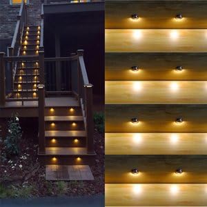 FVTLED Pack of 6 Warm White LED Deck Lights kit Φ1.38 Outdoor Garden Yard Decoration Lamp Recessed Pathway Step Warm White LED Lighting, Black