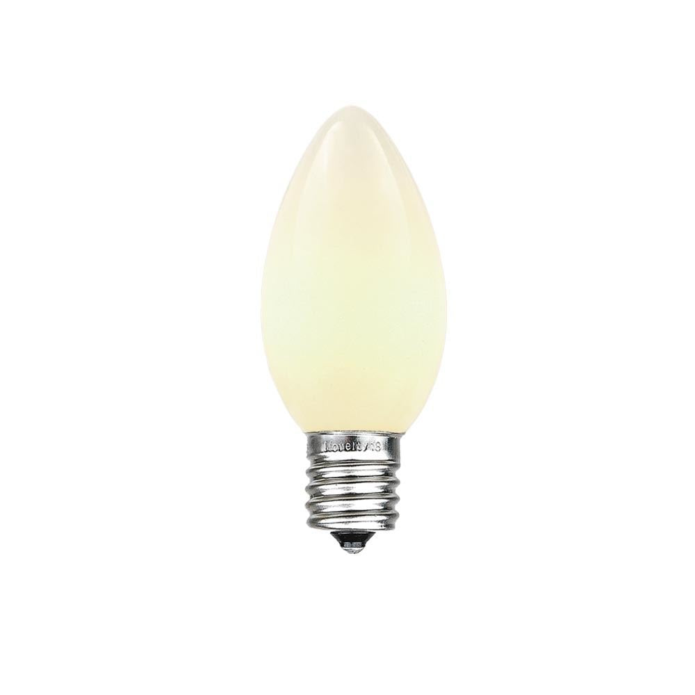 Novelty Lights Ceramic Christmas Replacement Bulbs - Outdoor Individual Bulbs for Events, Holiday Parties, Patios, and More - C7/E12 Candelabra Base, 5 Watt Lights (White, 25 Pack)
