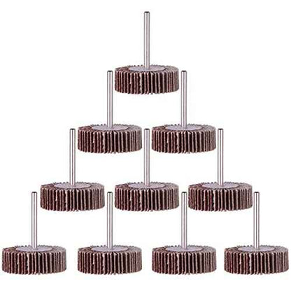 Rocaris 10 Pack Flap Wheel, 120 Grit for Rotary Tools£¬1/8 inch Shank (32X10X3)
