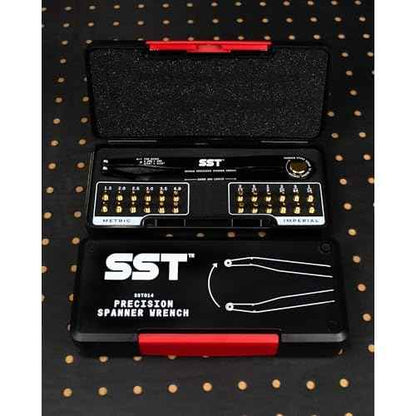 SST¢ç - Precision Spanner Wrench ? For Obscure Hardware & Fasteners ? Includes 12 Metric & Imperial Steel Pin Sizes ? Adjustable Tension ? 160mm Arm ? 180¡Æ Movement ? With Storage Case