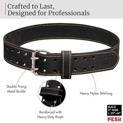 FESA Men's Leather Tool Belt - Handcrafted Top Grain Leather Tool Pouch Belt for Carpenters & Other Trade Professionals