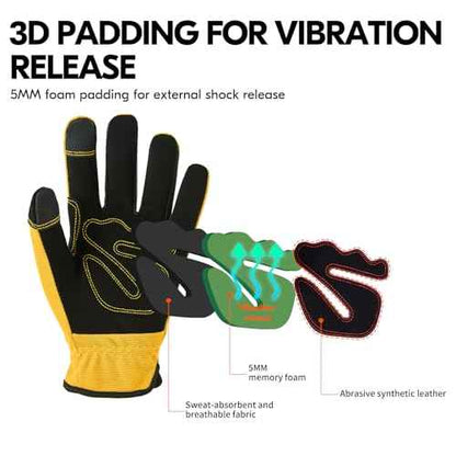 Vgo... 3-Pairs Synthetic Leather Work Gloves, Multi-Purpose Light Duty Work Gloves, Breathable & High Dexterity, Touchscreen
