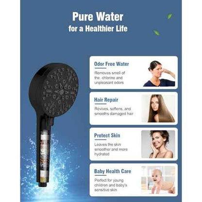 Filtered Shower Head with Handheld Oil Rubbed Bronze, BOWGER 6 Modes High Pressure Shower Heads with Power Wash and Hard Water Filter, Detachable Hand Held Showerhead Set with Extra Long Hose, ORB