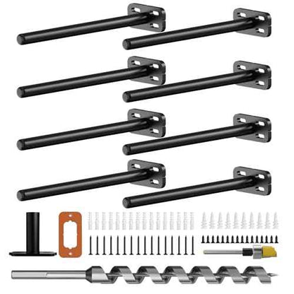 8pcs Wall Shelf Brackets Heavy Duty Floating Shelf Bracket Hidden,Invisible Black Shelving Brackets Decorative Floating Shelf Hardware Heavy Duty,Metal Shelf Support Bracket(8"-8pcs)