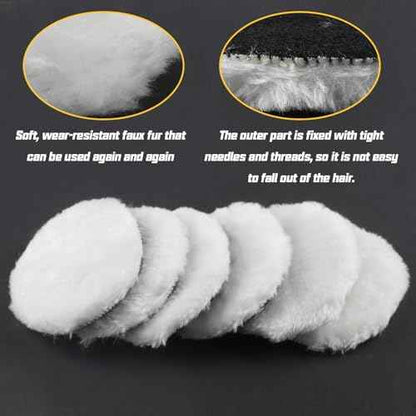 4Inch Wool Polishing Buffing Pads, 6 Pcs, Car Buffer Polisher Kit, Wool Buffing Polisher Wheel, M10 Drill Adapter & Hook and Loop Back