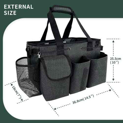 Large Cleaning Caddy Bag, Wearable Cleaning Supplies Organizer with Shoulder and Waist Straps, Multiple Compartments Organizer Tote with Detachable Divider for Cleaners (Black)