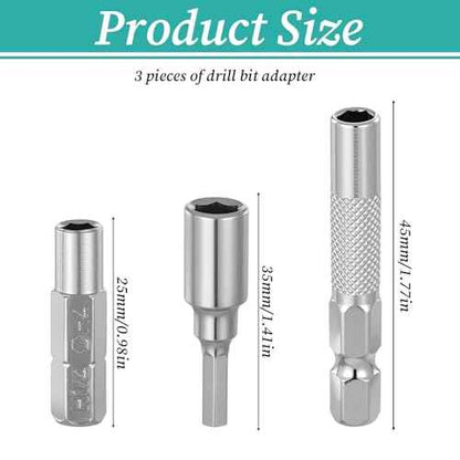 1/4 to 4mm Bit Adapter, Hex Screw Driver Bit Adapter 3PCS 4mm Bits Set Converter Adapters Slotted for Precision Bits Set Screwdriver Converter