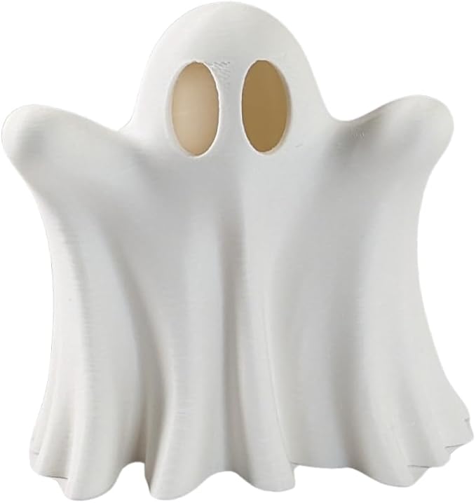 Light Up Ghost Decoration – LED Tea Light Halloween Decor – Cute Spooky Accent for Home, Mantel, Party & Table Centerpiece – Eco-Friendly PLA