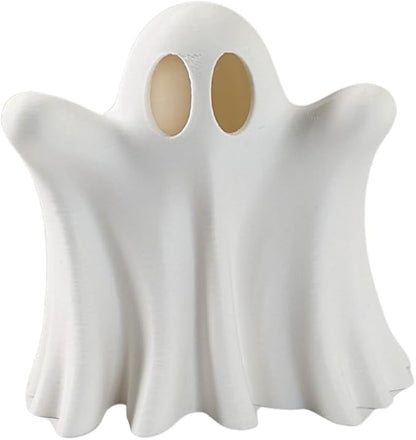 Light Up Ghost Decoration – LED Tea Light Halloween Decor – Cute Spooky Accent for Home, Mantel, Party & Table Centerpiece – Eco-Friendly PLA