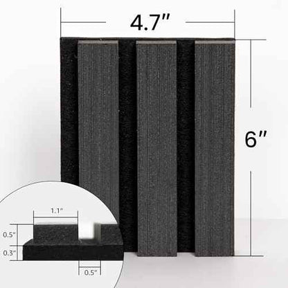 Smartstandard Sample Acoustic Wood Wall Panels, Soundproof Wall Panel, 3D Fluted Wood Slat Paneling for Wall and Ceilings, Classic Dark Gray, Sample Pack