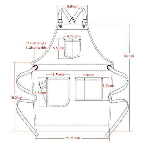 Jeanerlor - Denim Hair Stylist Tool Apron with Pockets for Women - Jean Work Apron Cross Straps & Adjustable S to M (Black)