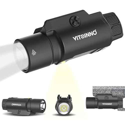 1750 Lumen Tactical Flashlight with Bottom Moonlight lamp, Rechargeable Pistol Light with Strobe/Momentary Compatible with Picatinny Rail