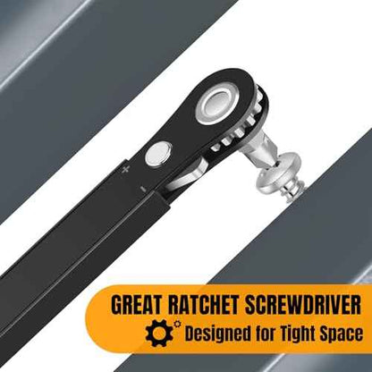12-IN-1 Ratcheting Screwdriver Set - Mini Right Angle Offset Screwdriver with 10 Essential Bits and Magnetic Adapter - Perfect for Tight Spaces and DIY Projects