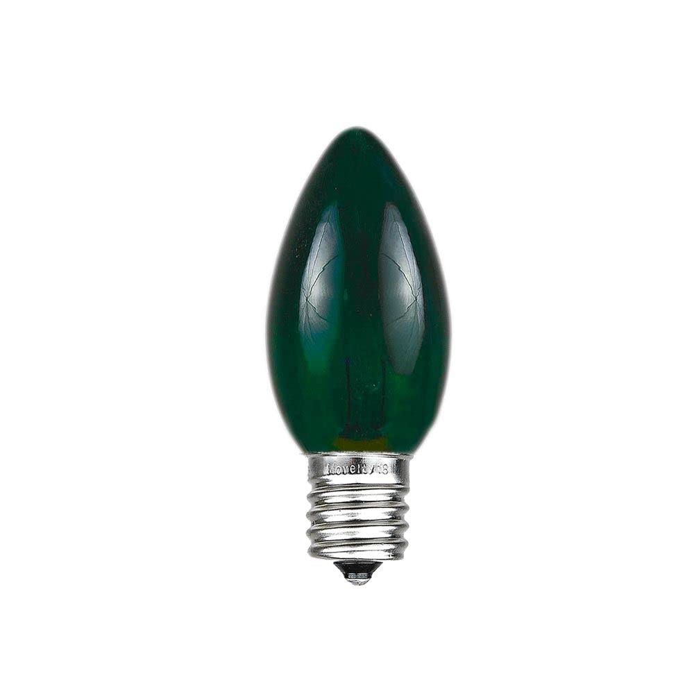 Novelty Lights Christmas Replacement Bulbs - Outdoor Individual Bulbs for Events, Holiday Parties, Patios, and More - C7/E12 Candelabra Base, 5 Watt Lights (Green, 25 Pack)