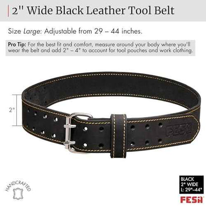 FESA Men's Leather Tool Belt - Handcrafted Top Grain Leather Tool Pouch Belt for Carpenters & Other Trade Professionals