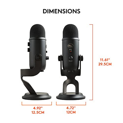 Logitech Creators Blue Yeti USB Microphone for Gaming, Streaming, Podcast, YouTube, Discord, PC, Studio Sound, Plug & Play-Blackout