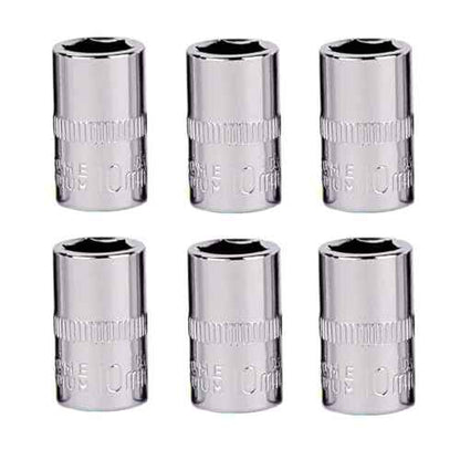 1/4Inch Drive 10mm 6-Point Shallow Socket 6 Pcs, Metric, Cr-V