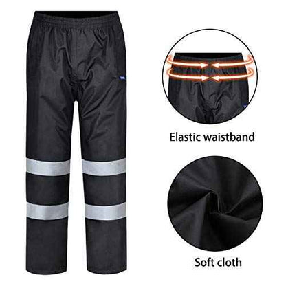 A-SAFETY High Vis Rain Pants for Men Women Waterproof Reflective Safety Rain Trousers Rain Gears for Fishing Sports Works