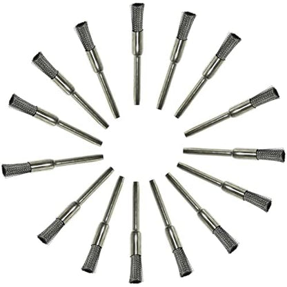 Wire Brush 15PCS Pen Shape 5mm End Brushes Stainless Steel Wire Brush 1/8" Shank for Compatible Rotary Tool
