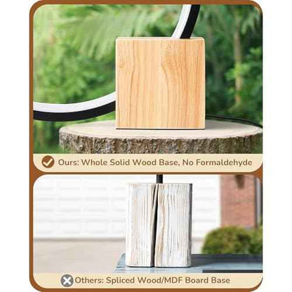 EDISHINE Modern LED Table Lamp, Bedside Lamp with One-Piece Solid Wood Base, 3 Color Temperature & Stepless Dimmable, Nightstand Lamp for Bedroom, Living Room, Reading Room 540LM 12W