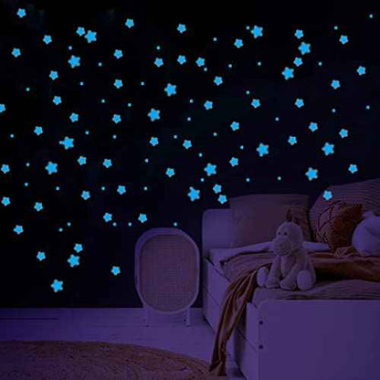 aooyaoo Glow in The Dark Stars Wall Stickers, Glowing Stars for Ceiling and Wall Decals, Perfect for Ceiling, Wall, Room or Party Birthday Gift (452Pcs, Blue)