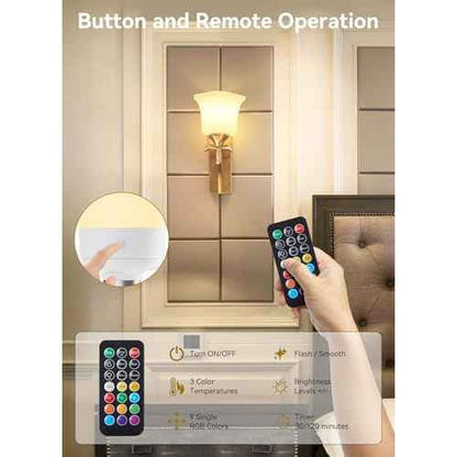Minetom E26 Rechargeable Light Bulbs with Remote and Timer, Battery Backup Bulb with 12 Colors and Brightness Dimmable, 2300mAh 40W Equivalent LED Light Bulbs for Lamps Sconces Camping, 4 Pack