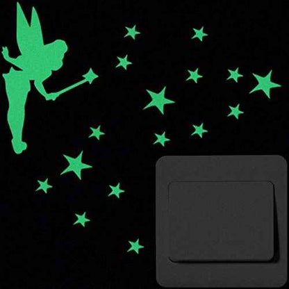 2pcs Luminous Light Switch Decals Glow in The Dark Wish Fairy and Magic Fairy Wall Stickers Light Switch Decor Art Mural Paste