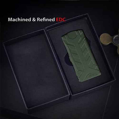 OTF Box Cutter Automatic Utility Knife Dual Action Out the Front (Contoured Green)