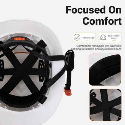 Full Brim Hard Hat, OSHA Construction Work Approved, ABS Safety Helmet with 6 Point Adjustable Ratchet Suspension Industrial Work