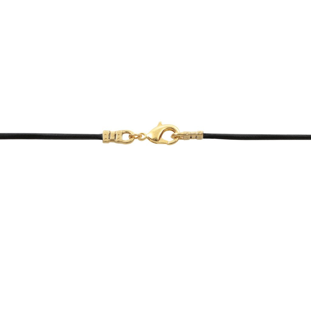 DragonWeave Gold Plated 1.8mm Fine Black Leather Cord Necklace - 20 inches