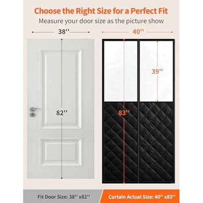 Magnetic Thermal Insulated Door Curtain for 38"x 82" Doors, Visible Door Cover for Heat Insulation, Magnetic Closure Thick Blanket for Doorway to Keep Warm in Winter Cool in Summer