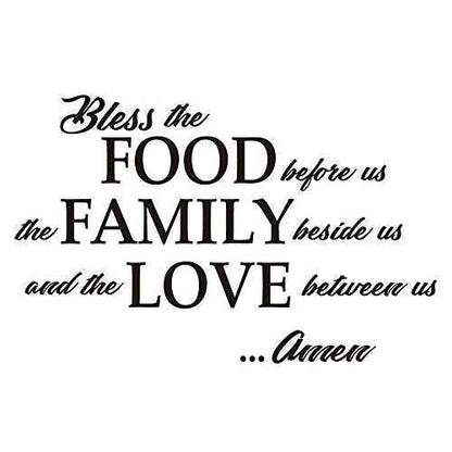 Bless The Food Before us, The Family Beside us, and The Love Between us Amen - Wall Decal Quotes Prayer Dining Room Kitchen Home D?cor Bible Verse Motto Words Art Letters Pure Black Vinyl