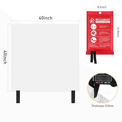 Mondoshop Fire Blanket for Home Kitchen Emergency - Fire Suppression Blankets Fireproof Blanket Fire Retardant Blankets for Car, Fireplace, Camping, Picnic, Grill