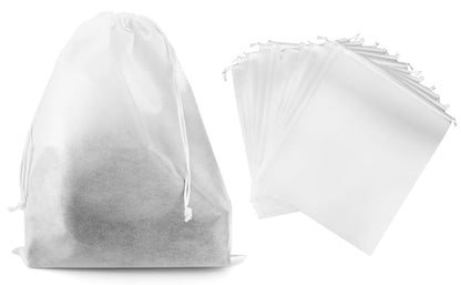 QWORK Drawstring Dust Covers, 12 Pcs Breathable Non-woven Fabric Large Cloth Storage Pouch String Bag for Handbags Purses Shoes