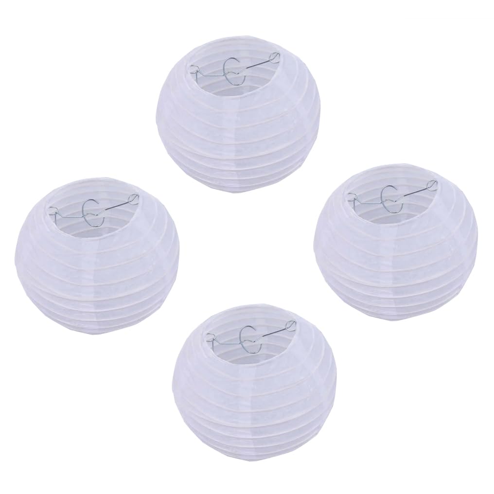 KEMANI 12 Inch White Paper Lanterns Decorative,Hanging Round Paper Lantern Party Supplies for Birthday,Wedding, Christmas,Bridal,Indoor Outdoor Home Decor 4pcs